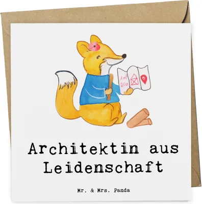 Produktbild von Mr. & Mrs. Panda Grußkarte Architektin Leidenschaft - Weiß - Geschenk, Studium, doppelkarte, Spruch, faltkarte, Beruf, Glückwunschkarte, Baumeisterin, Lustig, Klappkarte