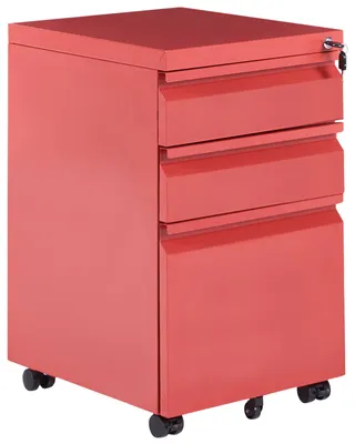 Produktbild von BELIANI Aktenschrank Rot Metall mit 3 Schubladen Abschließbar Rollbar Modern Metallschrank für Arbeitszimmer Büro Homeoffice Garage Werkstatt