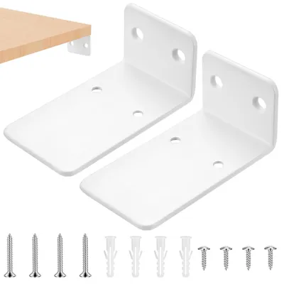 Image de 2 supports invisibles pour étagères, système de fixation murale flottant, 9 cm