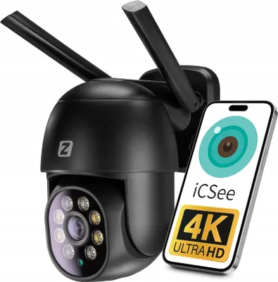 Produktbild von Außen-PTZ-IP-Kamera 8Mpx UHD 2160P 4K WLAN Schwarz 4X-Zoom Erkennung Zintronic