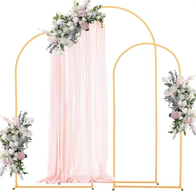 Immagine prodotto di Arco nuziale - Set di 3 supporti per sfondo in metallo - Ø 2,2/2,0/1,8 m - Per arco di palloncini e arco nuziale - Stabile e indipendente - Facile montaggio - Oro