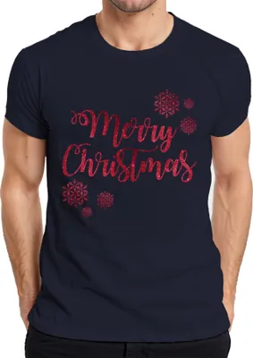 Produktbild von Merry Christmas Schneeflocken - Weihnachten Weihnachtsgeschenk Christmas Herren T-Shirt, Navy, 3XL