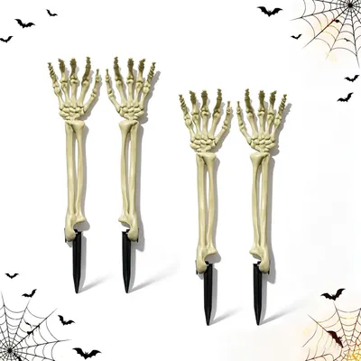 Image de 4 squelettes décoratifs pour Halloween, flexibles, parfaits pour la décoration du jardin