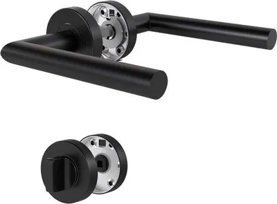 Produktbild von WC-Türdrücker Set Schwarz – Türgarnitur für Innenräume