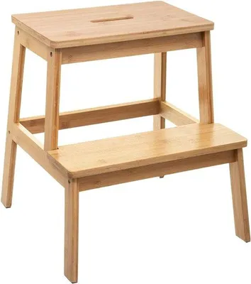 Produktbild von Famanu Bambooleiter mit 2 Stufen - Skandinavisches Design, 43x43x47 cm