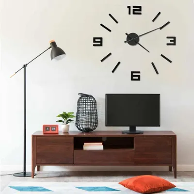 Zdjęcie produktu dla The Living Store Zegar ścienny 3D Nowoczesny design Czarny 100 cm XXL