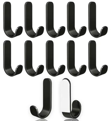 Produktbild von Selbstklebende Haken, 12 Edelstahl-Wandhaken, Handtuchhalter, kein Bohren erforderlich, Küchenhaken, Garderobenhaken, Türhaken, ideal für Badezimmer, Toilette und Büro.