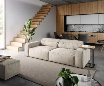 Produktbild von DELIFE Big-Sofa Sirpio 230x95 cm Cord Beige mit Hocker