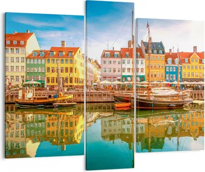 Produktbild von Bild auf Leinwand - Leinwandbild - Segelboote Wasser Architektur Hafen - 95x80cm - Wand Bild - Wanddeko - Leinwanddruck - Bilder - Kunstdruck - Leinwand bilder - Wandkunst - CB95x80-2873