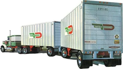 Immagine prodotto di Combinazione di due rimorchi - Rimorchio a due posti - Kit di montaggio - Scala 1:25 - Rimorchio per fuoristrada di colore verde