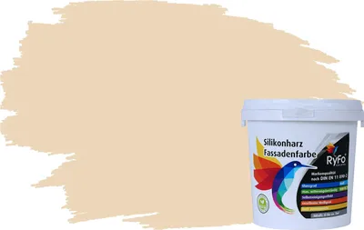 Produktbild von RyFo Colors Silikonharz Fassadenfarbe Lotuseffekt Trend Baumwollebeige 1l - bunte Fassadenfarbe, weitere Gelb Farbtöne und Größen erhältlich, Deckkraft Klasse 1