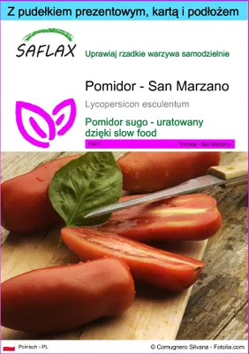 Zdjęcie produktu dla SAFLAX - Zestaw prezentowy - Pomidor - San Marzano - 10 Nasiona - Z pudełkiem upominkowym, etykietą wysyłkową, kartą podarunkową i podłożem uprawowym - Lycopersicon esculentum