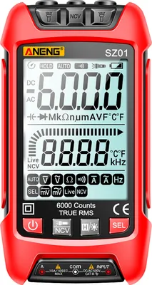 Produktbild von ANENG SZ01 Inteligentny multimetr cyfrowy 6000 zliczeń Automatyczny zakres True RMS NCV Uniwersalny miernik Ręczny tester wielofunkcyjny Woltomierz Amperomierz z podświetleniem Latarka Pomiar napięcia AC/DC i prądu Rezystancja Częstotliwość