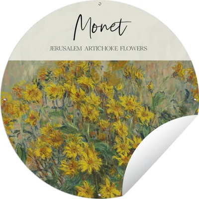 Produktbild von MuchoWow® Gartenposter Outdoor-Poster Rund Gemälde - Topinamburblüten - Monet Ø 150 cm Gartendeko Rundes Poster draußen