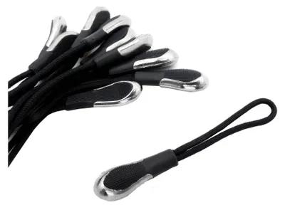 Produktbild von 10 Zipper-Schlaufen Reißverschluss-Anhänger Metallsaum Reißverschluss-Verlängerung Pull Anhänger, Farbe:schwarz