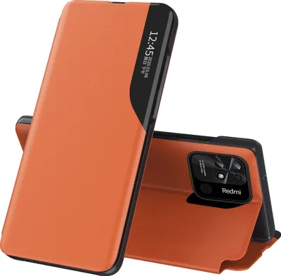 Produktbild von Hülle für Redmi 10C Smart View Fenster Flip Stand Cover Kunstleder Schutzhülle Xiaomi Redmi 10C Orange