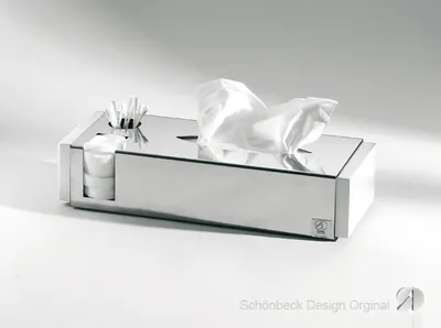 Produktbild von Kosmetiktuchbox, Kombibox (1) aus Edelstahl mit weißen Seitenteilen