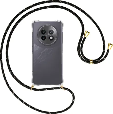 Produktbild von Handykette Backcover-Schutzhülle mit Band (Metall goldfarben) für Realme 13 Plus 5G - schwarz/gold