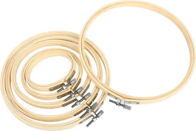 Produktbild von Bambus-Stickrahmen-Set - Set mit 6 Stück - Runde Stickrahmen - Glatte, verstellbare Ringe - Holzene Stickrahmen für Kreuzstich - DIY & Dekoration