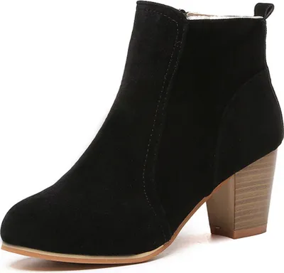Produktbild von ASKSA Kurz Stiefel Damen Winterstiefel mit Absatz Klobigem Damenstiefel, Schwarz, Größe: 37