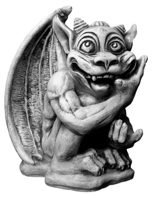 Produktbild von Gargoyle Steinfigur als Torwächter aus Steinguss, Höhe 38 cm, Gewicht 21 kg, Grau, Frostsicher für den Außenbereich