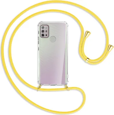 Produktbild von Handykette Backcover-Schutzhülle mit Band (Metall goldfarben) für Motorola Moto G10 (Power), G20, G30 - gelb