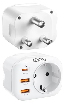 Produktbild von LENCENT Reiseadapter Südafrika Adapter Namibia Deutschland Stecker Typ M – Größe EU auf SA, 1 PCS