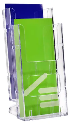 Produktbild von Tischprospektständer DIN Lang (99x210mm)  mit 2 Etagen Prospektständer / Prospekthalter / Flyerständer / Flyerhalter