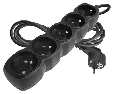 Obrázok produktu pre EMOS Predlžovací kábel 2 m / 5 zásuviek / čierny / PVC / 1 mm2