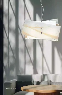 Image de Plafonnier élégant Lustre moderne blanc à suspension avec 2x lampes