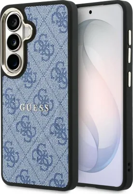Produktbild von Handyhülle für Galaxy S26, Guess Hardcase Leather Logo MagSafe, Blau mit Classic Logo Guess