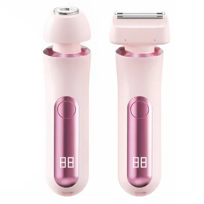 Produktbild von Damen Elektrischer Rasierer,Doppelkopf Haarentferner, Nass/Trocken, USB Wiederaufladbar, Präzisionsschneider für Beine, Intimbereich, Körper, Rosa