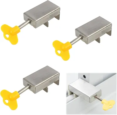 Produktbild von Schiebefenstersicherung 3 Stücke, Aluminium, mit Schlüsseln, für Einbruchschutz