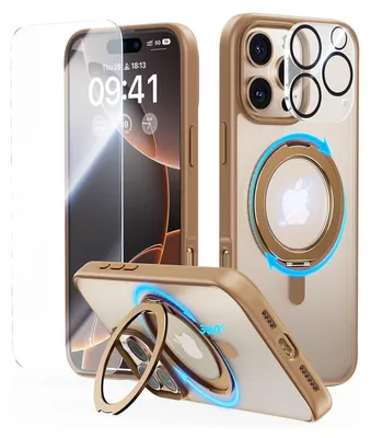 Obrázok produktu pre 360° Magic Stand iPhone 16 Pro Max Case Vojenský ochranný stojan Titanium Desert Sand