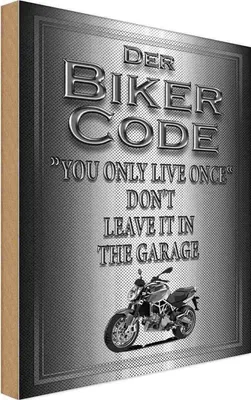 Produktbild von vianmo Holzschild 18x12 cm Motorrad Biker Code you only live once Auto Garage Werkstatt