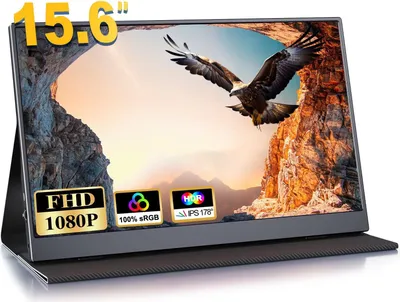 Produktbild von Portable Monitor, 15,6 Zoll Tragbarer Monitor IPS 100% SRGB, Mobiler Bildschirm 1080P FHD, Mini HDMI/USB C Computer Monitor, Duale Lautsprecher