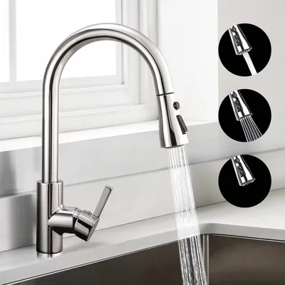 Immagine prodotto di Rubinetto da cucina ad alta pressione - estraibile - acciaio inox