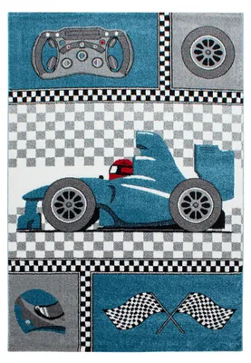 Imagen del producto de Kids Coche de carreras alfombra habitación infantil pelo corto rectangular 200x290cm azul