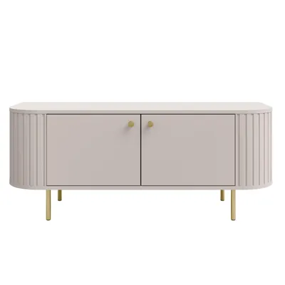 Produktbild von AX LIVING TV-Schrank Halay Beige, 2 Türen Moderne Rillenstruktur 123 cm, mit runden Kanten