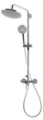 Produktbild von AVAPAX | Duschsystem mit 2-Wege-Armatur - Kopfbrause Ø 230 mm - Chrom glänzend - Höhenverstellbare Stange