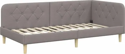 Image de vidaXL Cadre de lit d'angle Taupe 90 x 190 cm Tissu