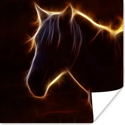 Produktbild von MuchoWow® Poster Pferd - Kontur - Leicht 50x50 cm - Wohnzimmerdekoration