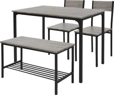 Obrázek produktu pro ML-Design jídelní set pro 4 osoby, dubově šedý, jídelní set se 2 židlemi a 1 lavicí