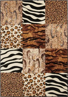 Image de Tapis de salon et de chambre à coucher avec motif animalier tissé AF1 SAVANA
