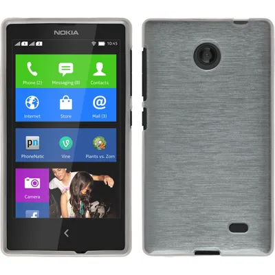 Produktbild von PhoneNatic Case kompatibel mit  Nokia X / X+ - weiß Silikon Hülle brushed + 2 Schutzfolien