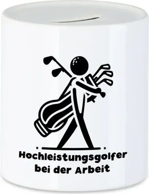 Produktbild von Hochleistungsgolfer bei der Arbeit Silhouette Golfbag Spardose - Lustige Geschenkidee