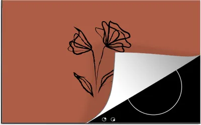 Produktbild von KitchenYeah© Herdabdeckplatte Blumen - Rosen - Minimalismus , 81x52cm, Küche Deko, Glaskeramikkochfeld Herdabdeckung, Abdeckplatte fùr Kochfeld