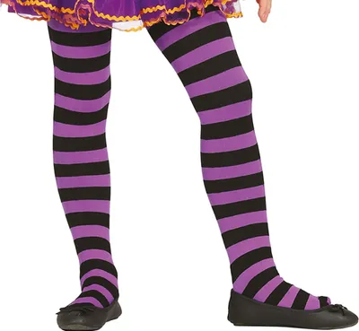 Produktbild von Schwarz-lila gestreifte Feenstrumpfhose, 7-12 Jahre
