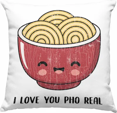 Produktbild von Trendation - Deko-Kissen mit Füllung 40x40 I love You Pho Real Liebe Valentinstag Geschenk für Sie Ihn Wortspiel Geschenkidee Spruch Beste Freundin Ramen Grafik (Rosa)