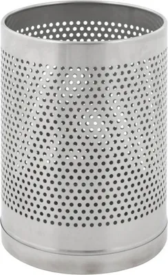 Produktbild von Perforierter runder Edelstahl Papierkorb |10 Liter, HxØ 29x22cm | Silber